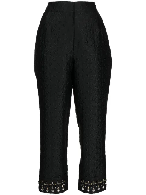SHIATZY CHEN embroidered-pearl cropped trousers Black 132033