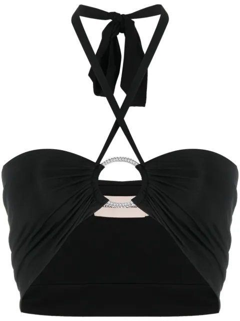 Alexandre Vauthier embellished-ring halterneck crop top Black 231TO1803