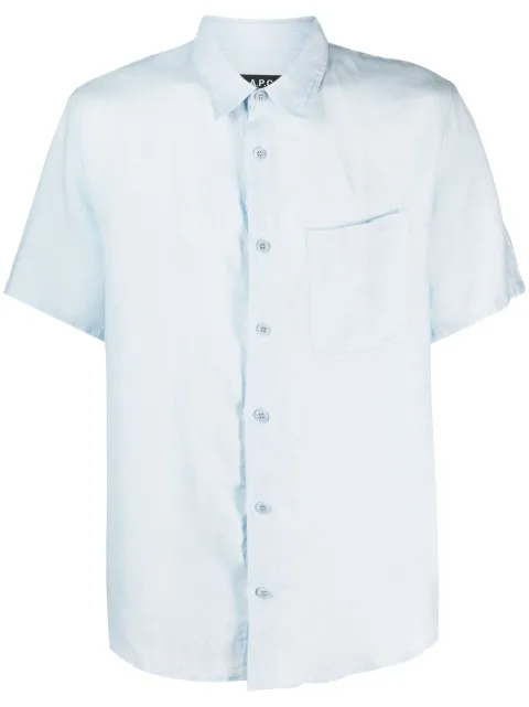 A.P.C. short-sleeve linen shirt Blue LIAEKH12551