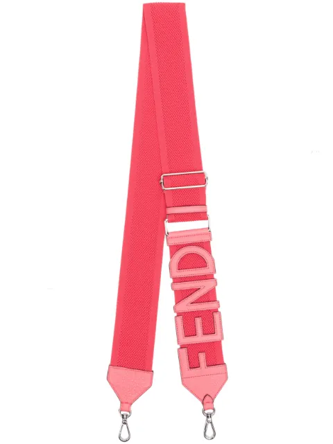 FENDI logo-embroidered leather shoulder strap Pink 8AV442AMPI