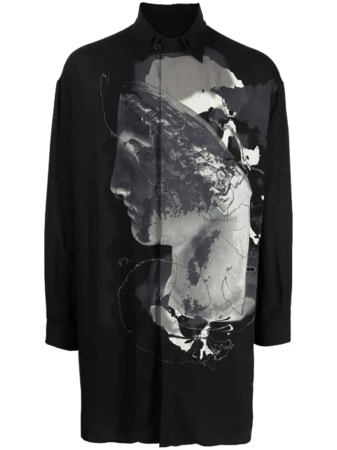 Yohji Yamamoto graphic-print long-sleeve shirt Black HZB55833