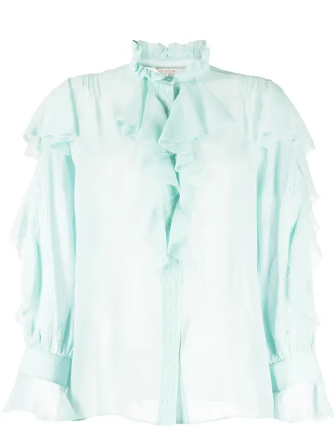 SHIATZY CHEN see-through silk shirt Blue 132781