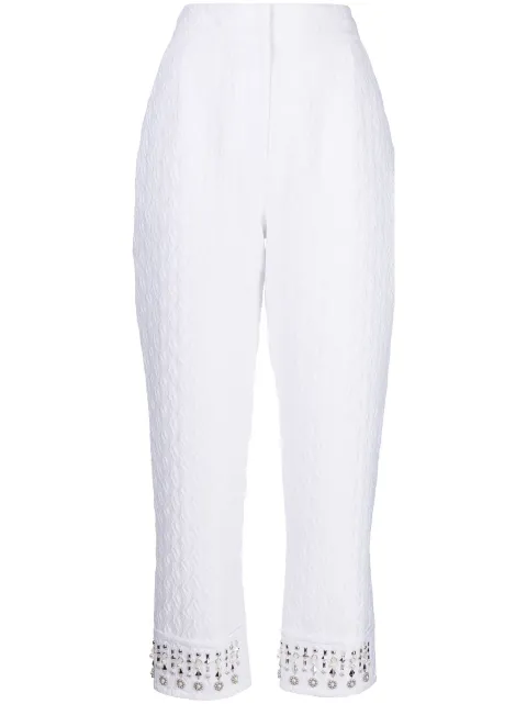 SHIATZY CHEN embroidered-pearl cropped trousers White 132033