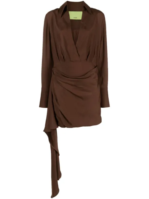 GAUGE81 Gravia draped silk shirtdress Brown 423220