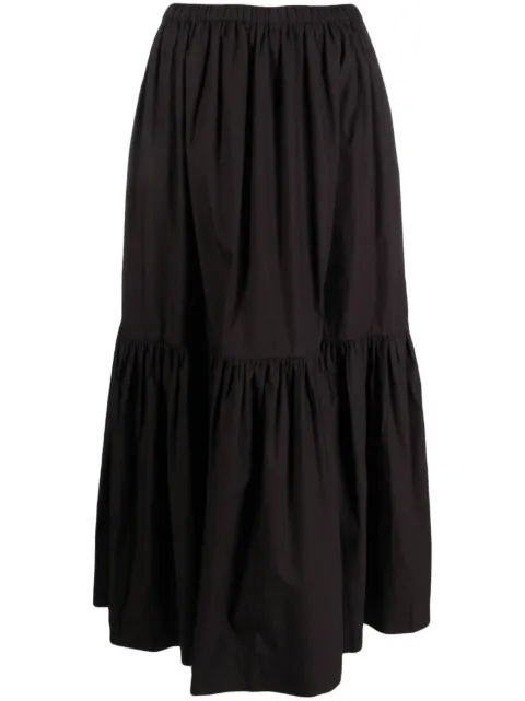 GANNI organic cotton flounced maxi skirt Black F7919099