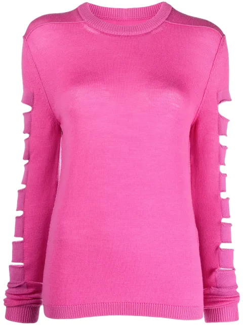 Rick Owens ribbed-trim cut-out jumper Pink RP01C5644KSPRT
