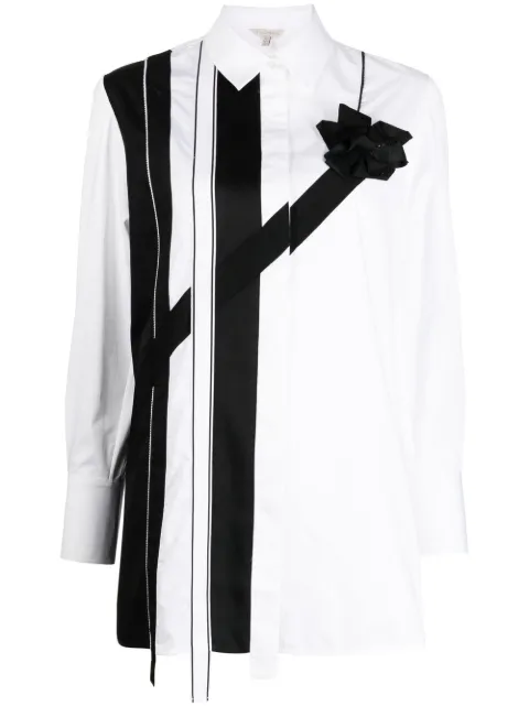 SHIATZY CHEN ribbon-splicing cotton shirt White 132841