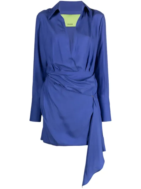 GAUGE81 Gravia draped silk shirtdress Blue 423220