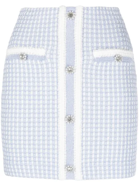 Self-Portrait checked metallic mini skirt Blue SS23042SKBL