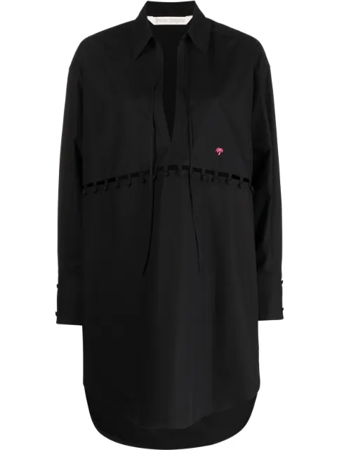Palm Angels cut-out shirt dress Black PWDG006S23FAB0021010