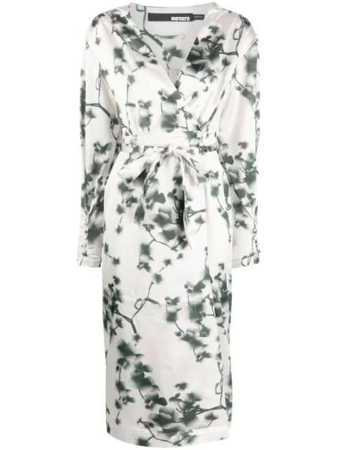 ROTATE BIRGER CHRISTENSEN abstract floral-print midi dress Neutrals 1000992452