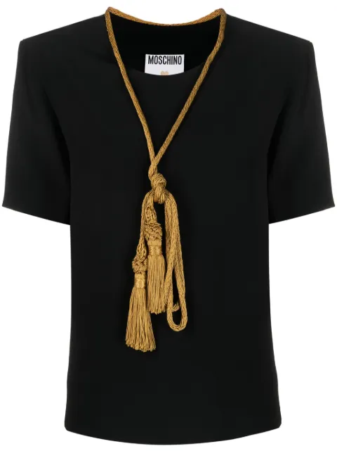 Moschino Pre-Owned 2000s cord detail T-shirt Black MOS250XY