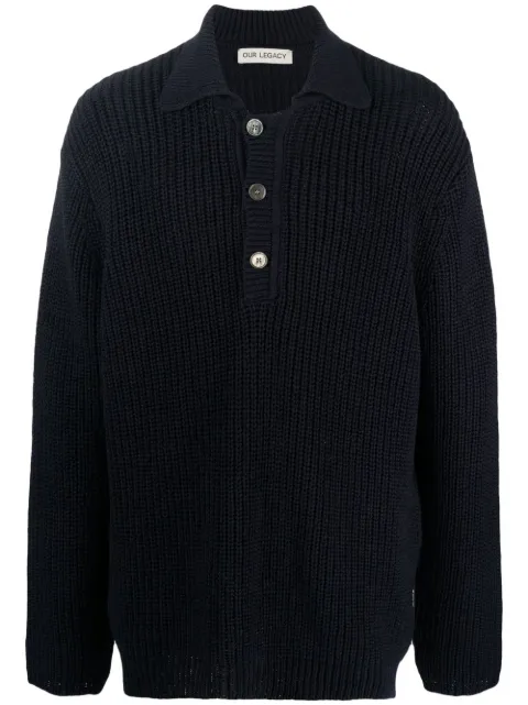 OUR LEGACY ribbed-knit cotton jumper Blue M2233BEN