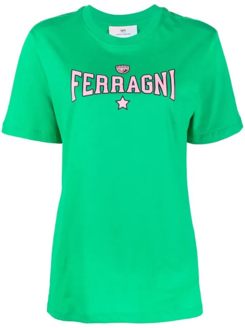 Chiara Ferragni logo-print T-shirt Green 74CBHT02CJT00