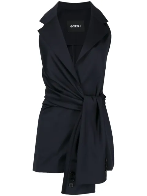 Goen.J knotted-detail sleeveless blazer Blue GNJ23SSJK05