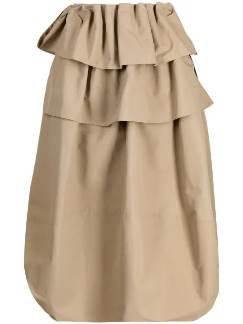 Goen.J ruffled midi skirt Brown GNJ23SSSK06