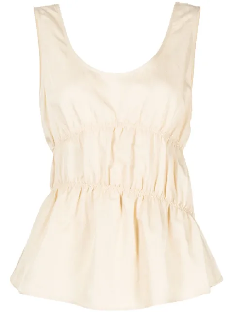 Goen.J ruched sleeveless top Yellow GNJ23SST02