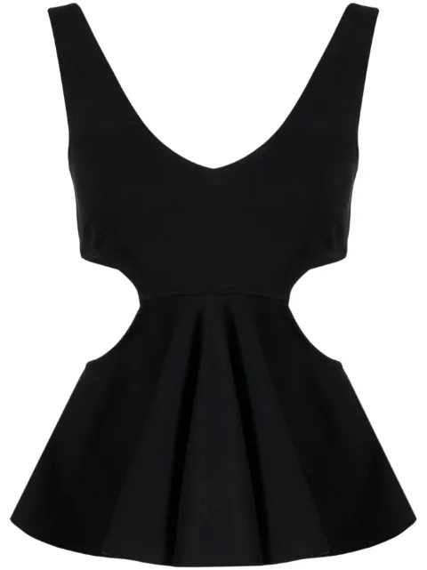 Goen.J cut-out ruffled top Black GNJ23SST05