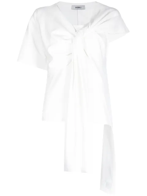Goen.J asymmetric knot-detail T-Shirt White GNJ23SST09