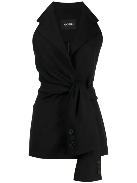 Goen.J knot-detailing sleeveless blazer Black GNJ23SSJK05