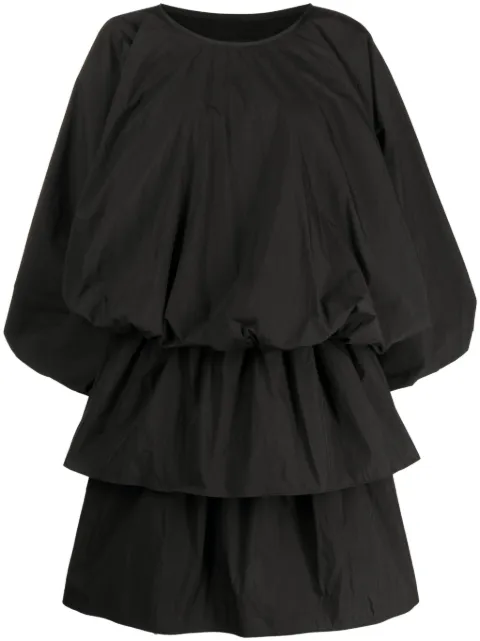 Goen.J balloon-sleeves poplin dress Black GNJ23SSDS03