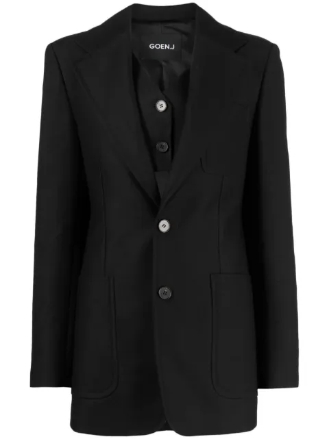 Goen.J notched-lapels single-breasted blazer Black GNJ23SSJK04