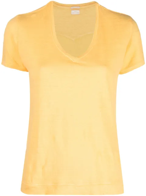 Massimo Alba Flores short-sleeve linen T-shirt Yellow FLORESJ0001