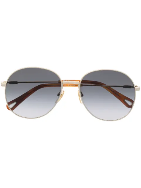 Chloé Eyewear logo-engraved pilot-frame sunglasses Gold CH0178S
