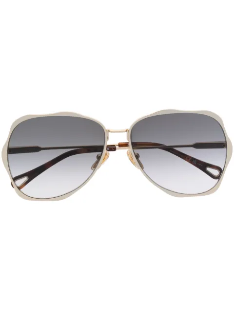 Chloé Eyewear logo-engraved pilot-frame sunglasses Gold CH0183S