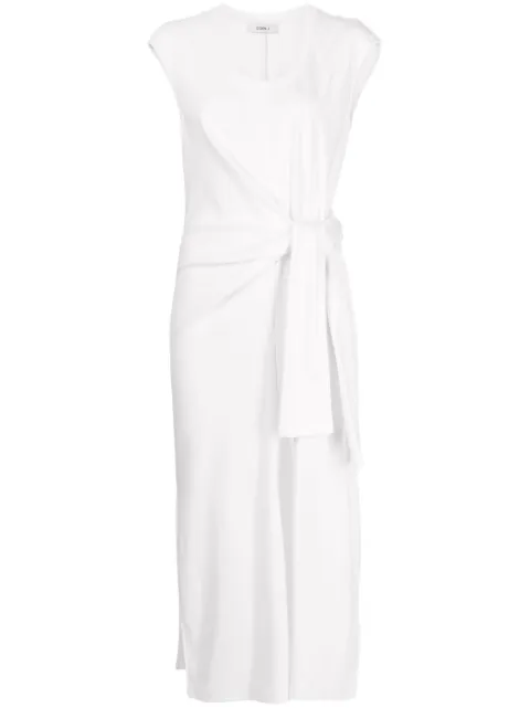 Goen.J twist-detail midi dress White GNJ23SSDS02