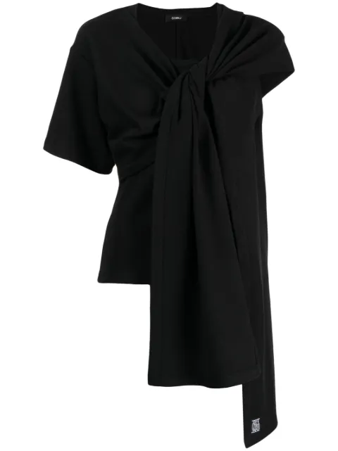 Goen.J asymmetric knot-detail T-Shirt Black GNJ23SST09