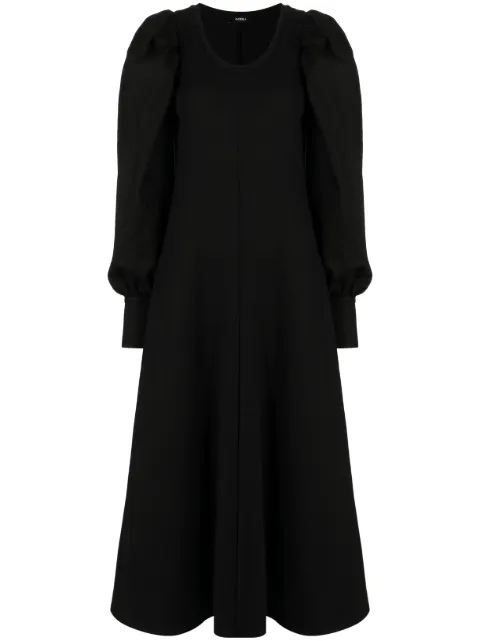 Goen.J flared puff-sleeve dress Black GNJ23SSDS08
