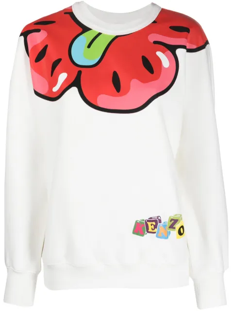 Kenzo graphic-print long-sleeve sweatshirt White FD52SW6574MB