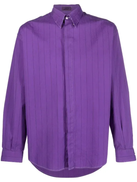 Versace Pre-Owned 1980s striped button-down shirt Purple VER350KH