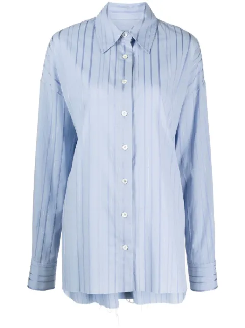 Goen.J metallic-threading striped shirt Blue GNJ23SST11