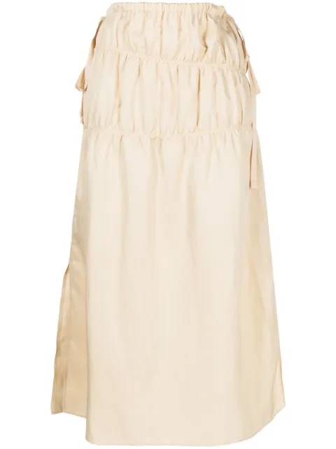 Goen.J midi ruched straight skirt Yellow GNJ23SSSK02