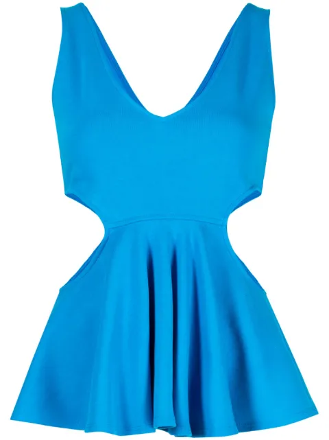 Goen.J cut-out ruffled tank top Blue GNJ23SST05
