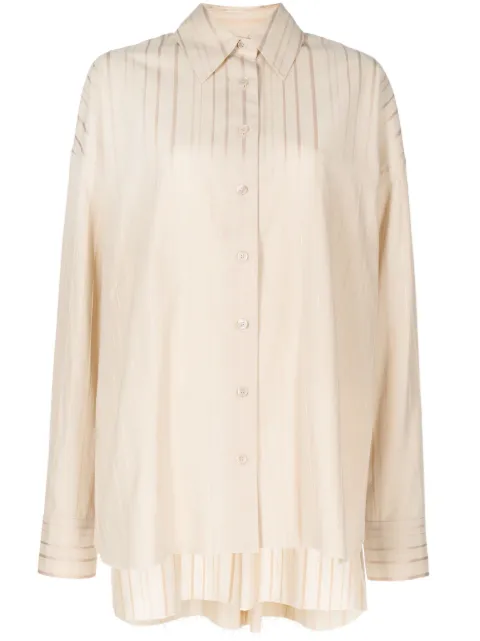 Goen.J striped metallic-threading shirt Neutrals GNJ23SST11