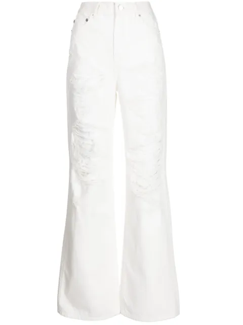 Goen.J ripped high-rise straight-leg jeans White GNJ23SSPT06