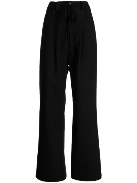 Goen.J contrasting-panel wide-leg trousers Black GNJ23SSPT02