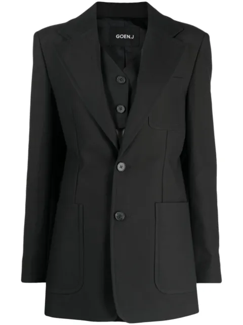 Goen.J notched-lapels single-breasted blazer Black GNJ23SSJK04