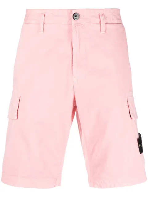 Stone Island logo-patch cotton Bermuda shorts Pink 1015L1204