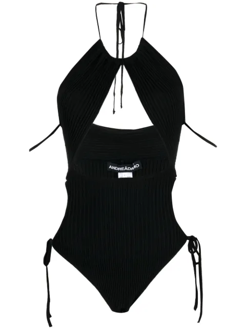 ANDREĀDAMO ribbed-knit cut-out bodysuit Black ADPS23BO05947473