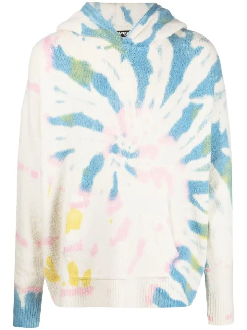Palm Angels tie-dye-print hoodie Neutrals PMHU001S23KNI0026184