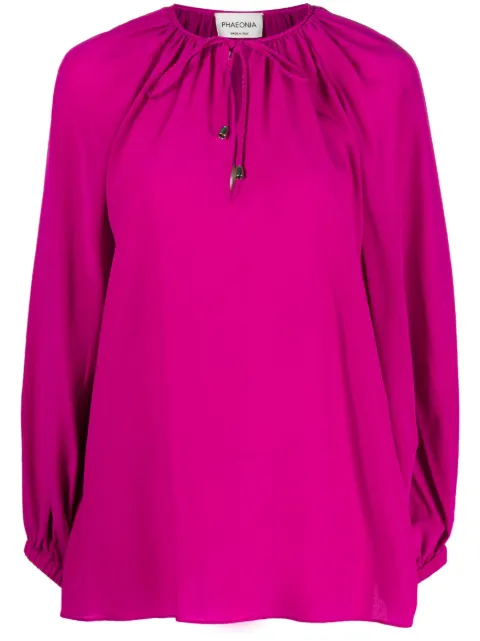 phaeonia self-tie silk blouse Pink MP002804Y