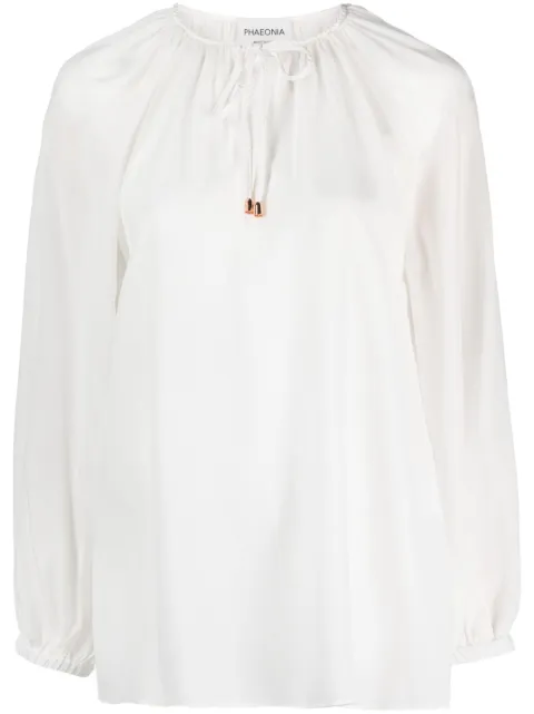 phaeonia self-tie silk blouse White MP002804Y
