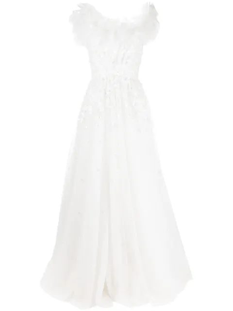 Jenny Packham Angel Eyes flared maxi dress White JPB916