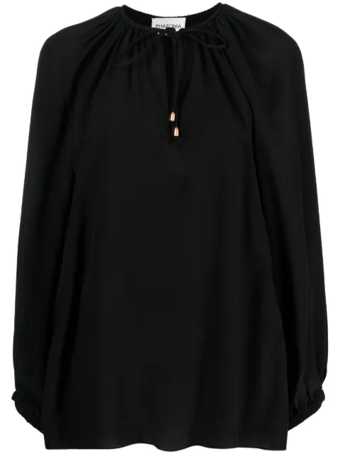 phaeonia self-tie silk blouse Black MP002804Y