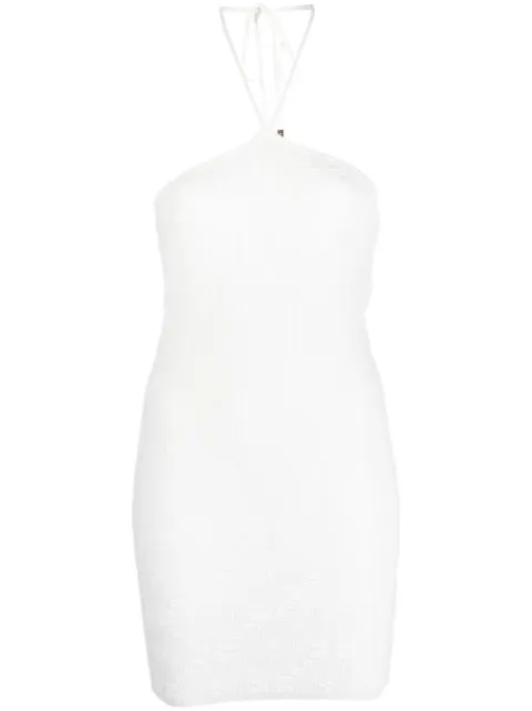Elisabetta Franchi rear-tie ribbed-knit skirt White GK70B32E2