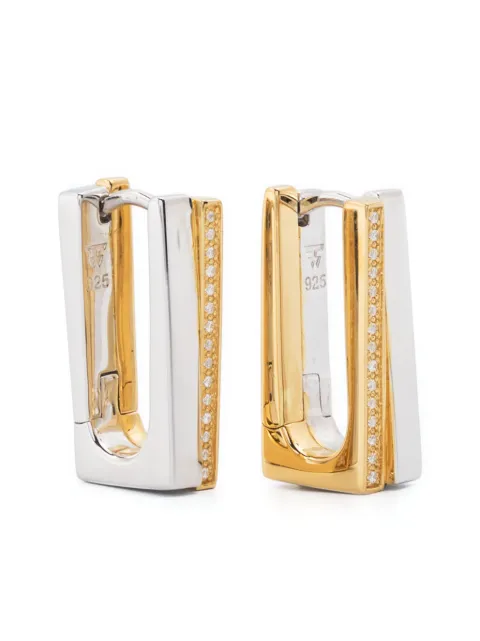 Tom Wood Step Hoops Duo CZ earrings Gold E975CZ01S925
